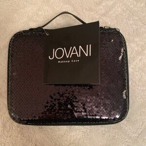 NWT JOVANI Black Sequined Hardshell Makeup Case and Kit